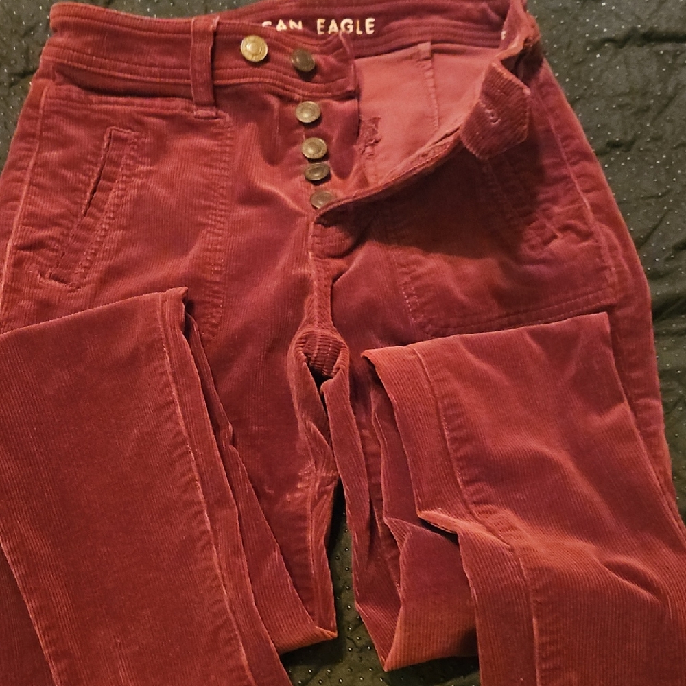 American Eagle Outfitters Burgundy Corduroy Skinny Pants
